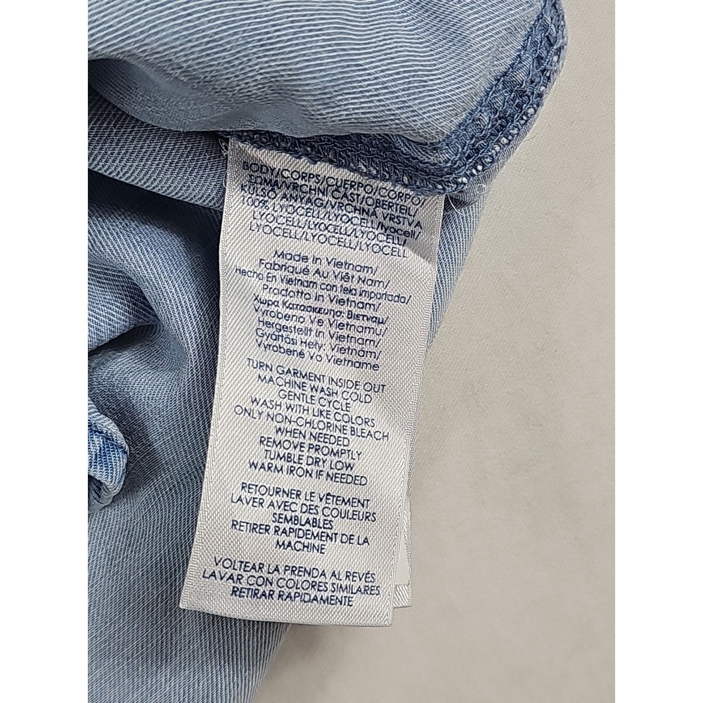 CHAPS Women's Pluss Size 1X Chambray Blue Shirt Button Up Long Sleeve 100% Lyoce - Picture 6 of 16
